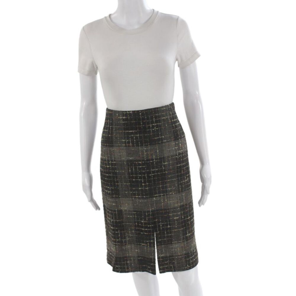 Jenne Maag Women Dark Gray Plaid Straight Pencil Skirt Short Size 10
